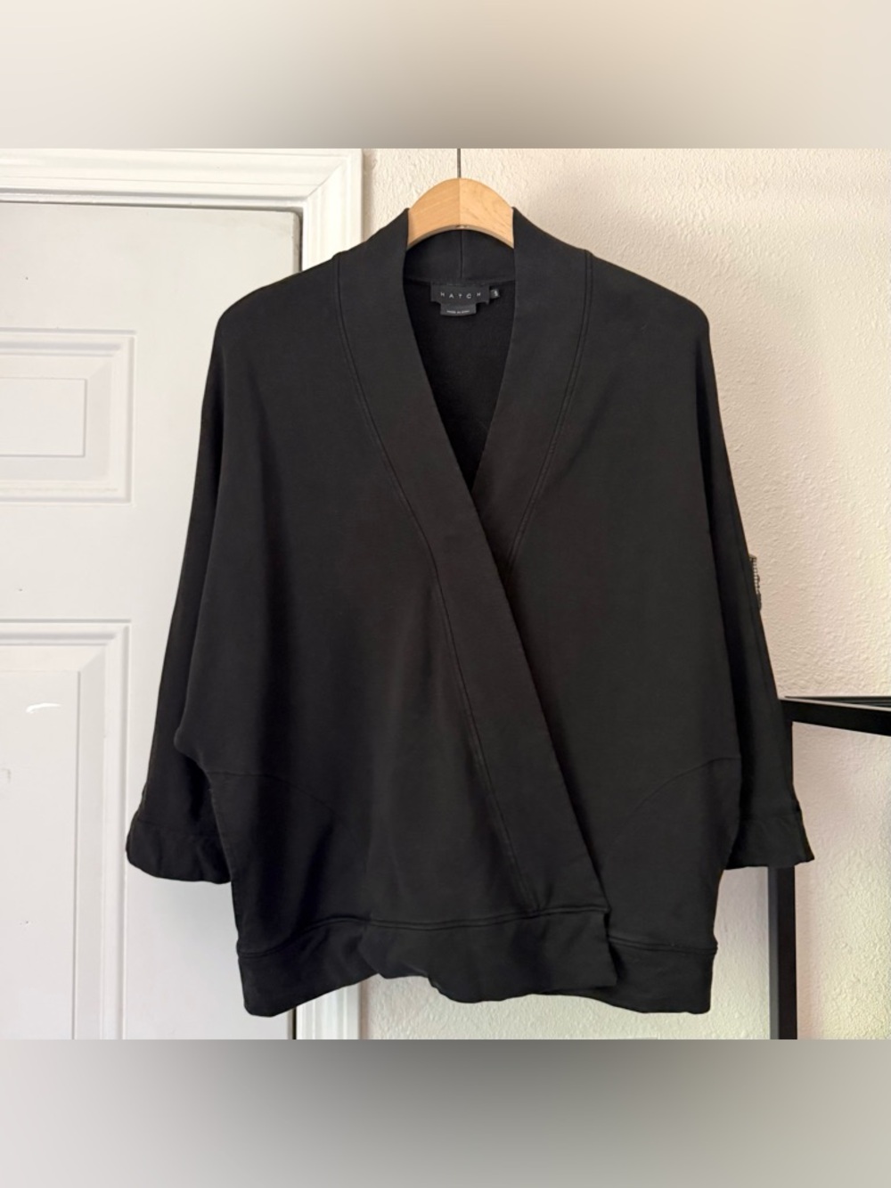 HATCH black tencel spandex dolman batwing surplice double breasted‎ cardigan